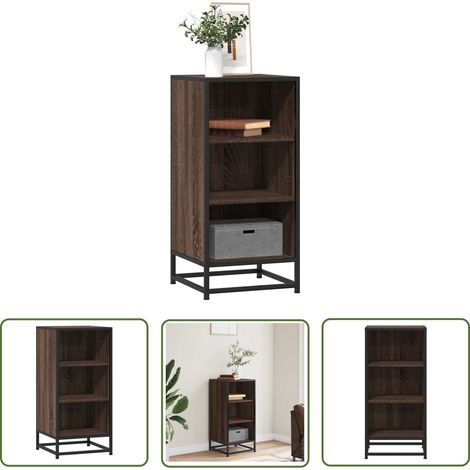 vidaXL Buffet chêne marron 35,5x35x76 cm bois d'ingénierie et métal (1/5)