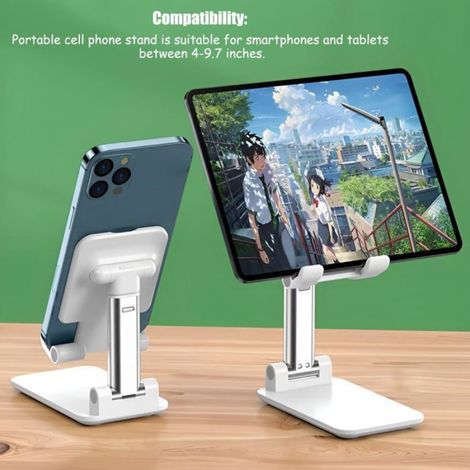 Support Telephone Réglable Pliable Innovant,Support Téléphone, Support pour Téléphone Portable de Bureau,Support iPhone Bureau,Blanc (1/5)