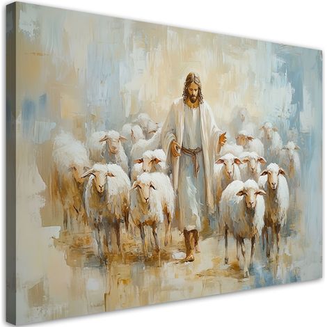 Quadro su tela, Gesà¹ Buon Pastore - 120x80 (1/3)
