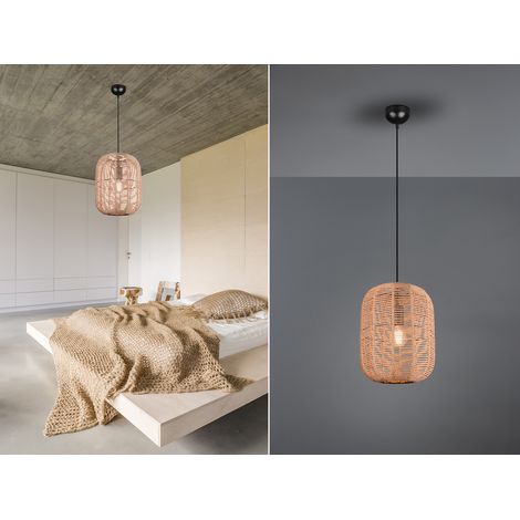 LED Hängelampe Korbleuchte mit Sisal Geflecht Lampenschirm, Ø 35cm (1/5)