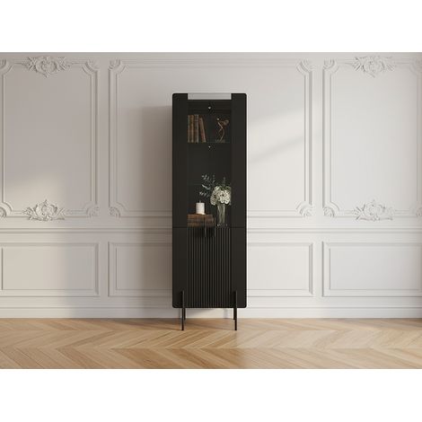 BOBOCHIC - Meuble vitrine 2 portes H.190 cm MATHILDE pieds noirs (1/5)