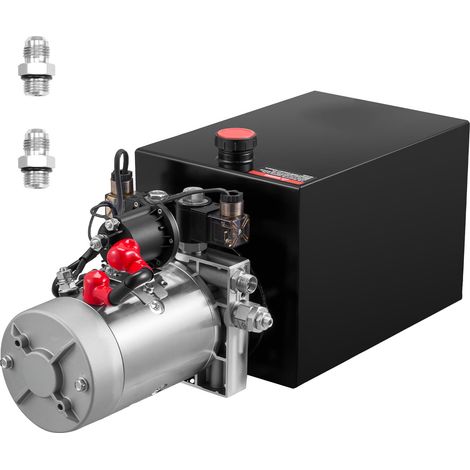 Mophorn 12 Qt Hydraulikaggregat mit doppeltwirkender Pumpe, max. Druck 22 MPa und Förderleistung 3,4 L/min, 12 V DC Hydrauliksystem mit robustem Metallbehälter für Kippanhänger, Schwarz