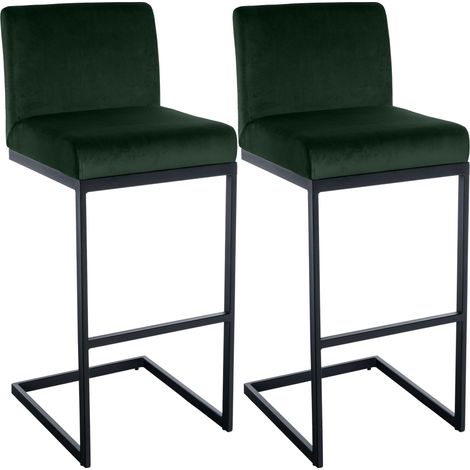 Lot de 2 tabourets de bar Hopewell en velours Vert (1/5)