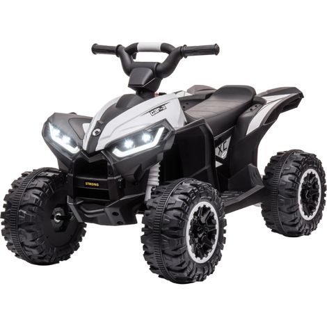 AMXCNOY Quad électrique pour enfant, 6 km/h, effets sonores et lumineux, dimensions : 83 cm x 53 cm x 55,5 cm, noir et blanc