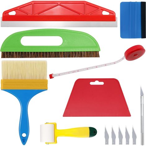 Kit de empapelado de 13 piezas, juego de herramientas para alisar papel pintado, kit de herramientas manuales profesionales para adhesivos, papel pintado y láminas para ventanas. (1/5)