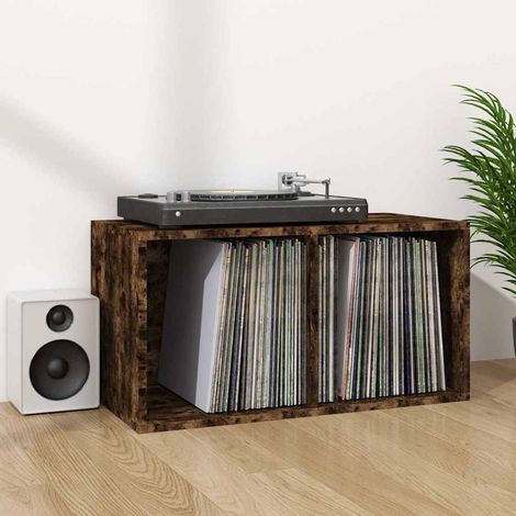 Boîte de rangement-Coffre de rangement-Stockage Rangement à disques vinyle Chêne fumé 71x34x36 cm Bois 316114 (1/5)
