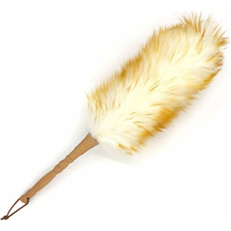 Feather Duster with Wood Handle, Blinds Cleaner Purifier, Brush Cleaning Tool, Lambswool Dusters for Cleaning Vehicles, Office and Housework Dusting Small 30cm (1/5)