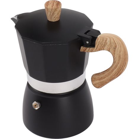 Cafetière Moka Octogonale en Aluminium Classique - Cafetière Portative pour Camping et Maison - Noire - 3 Tasses (1/5)