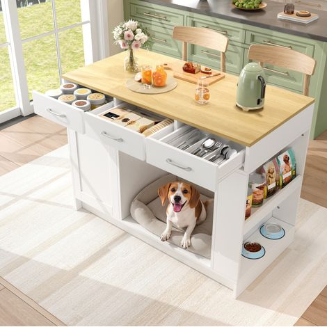Mueble de cocina con 3 cajones, 120 x 60 x 90 cm, blanco, MDF HAVRYA (1/5)