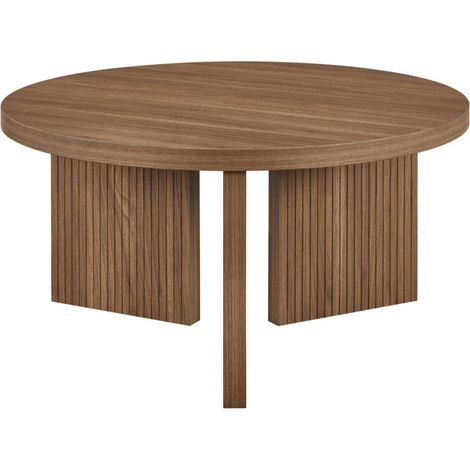 Tavolino rotondo da salotto in MDF colore noce marrone 80 cm MODENUIT (1/5)