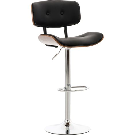 Sgabello da bar sedia da bar x1 imbottita in PVC nero e legno color noce gambe in metallo cromato 100005373