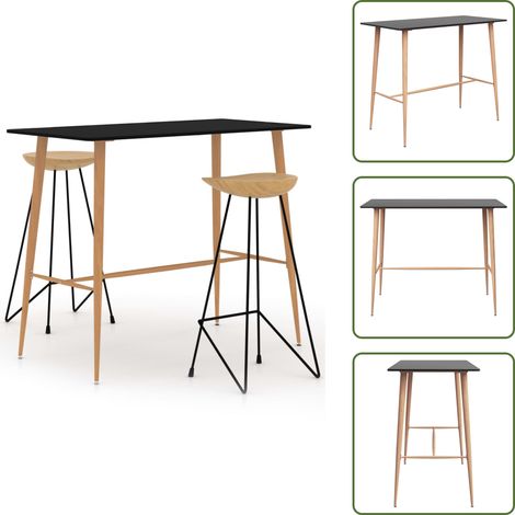 vidaXL 3-tlg. Bar-Set Schwarz (1/5)