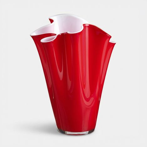 Vaso decorativo in vetro artigianale Wave 30 - Rosso (1/2)