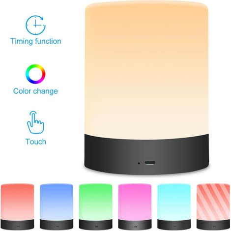 LED-Nachtlicht, RGB, USB-aufladbar + warmweißes Licht für Kinderzimmer/Schlafzimmer, ohne Fernbedienung (1/4)
