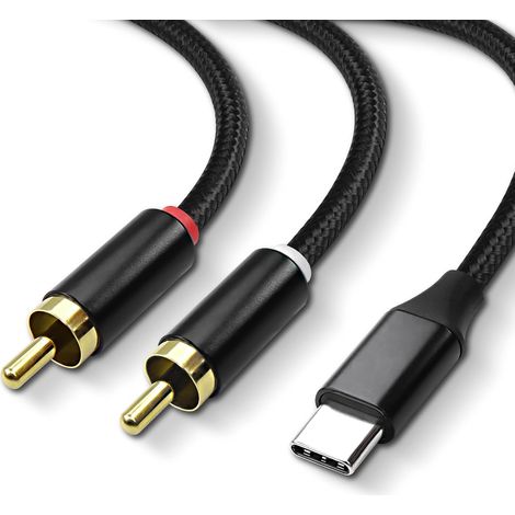Câble USB de type C vers 2 RCA, type C vers 2 RCA connecteur phono mâle câble, PC USB C vers stéréo pour amplificateur, câble adaptateur de haut - parleur avec puce décodeur (2m) (1/5)