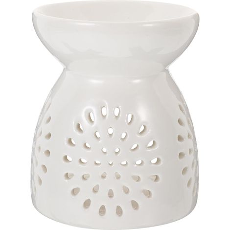 Brûleur D'arômes Design Simple et Élégant en Céramique Blanc Lisse et Effet Décoratif, Diffuseur de Parfum Maison (1/5)