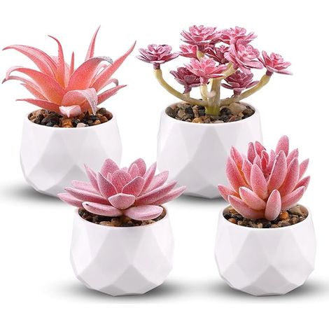 Succulentes Pot de Fleurs Plantes Artificielles Plastique Fausse Plante Bureau Fausses D'Intérieur Chambre à Coucher Salon Décoration (1/5)