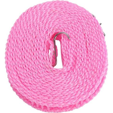 Corde à linge extérieure portable, antidérapante, 5 m, épaisse (rose) (1/5)