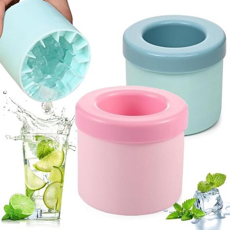 Juego de 2 moldes para hielo, bandeja de hielo de silicona, bandeja de hielo reutilizable, fácil de desmoldar, congelación rápida (1/5)