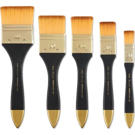 Ensemble de 5 pinceaux en nylon de haute qualité pour la peinture murale (1/5)
