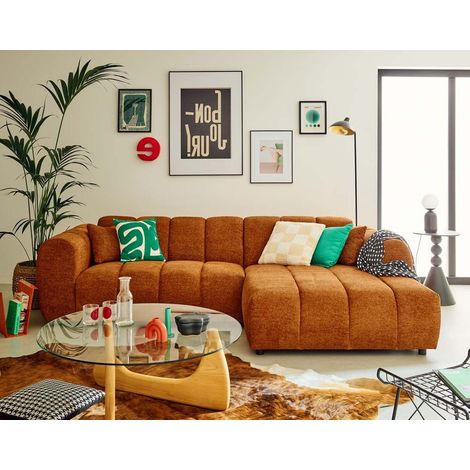 Lisa Design – Canapé d'angle droit 4 places en tissu texturé – Dimensions 262x152 cm – Rembourrage mousse polyuréthane – Style contemporain (1/5)