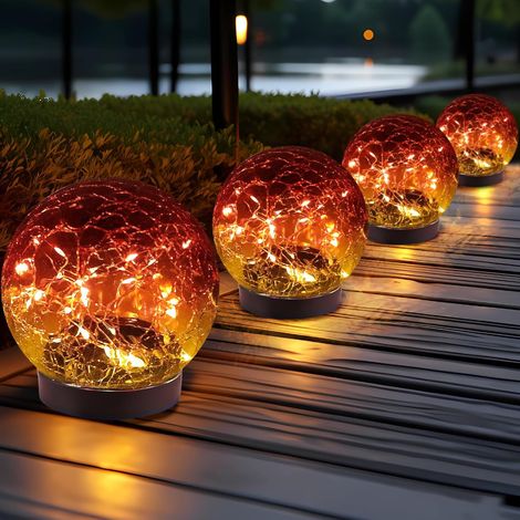 Luces solares impermeables para exteriores - Bolas solares para jardín - Bolas solares de vidrio roto para exteriores - Luces solares para exteriores - Decoraciones para exteriores (1/5)