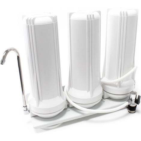 Naturewater Filtro dell'acqua a 3 livelli TR203 con cartucce filtranti 254 mm, con rubinetto