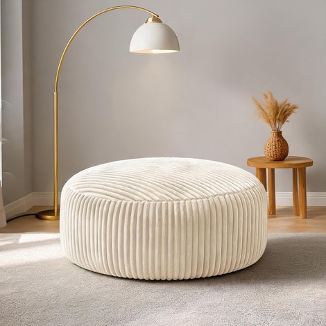 Fauteuil poire géant en tissu milleraies blanc 6 ft en corduroy (1/5)