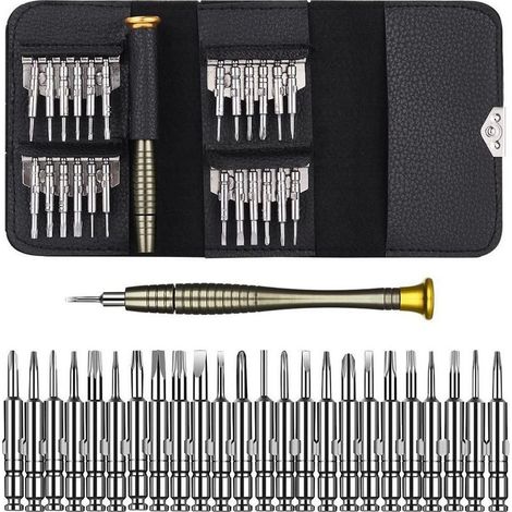 Tournevis de précision 25 en 1 – Kit professionnel avec embouts Pentalobe, Torx, Phillips – Pour réparation électronique, montres, lunettes – Minetgnon (1/5)