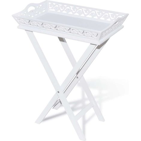Maison Exclusive - Serviertisch/Beistelltisch mit Tablett Weiß (1/5)