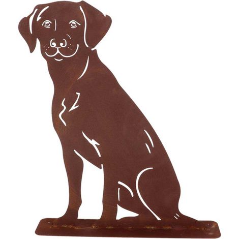 Animal de compagnie décoratif en métal rouillé Chien assis (1/2)