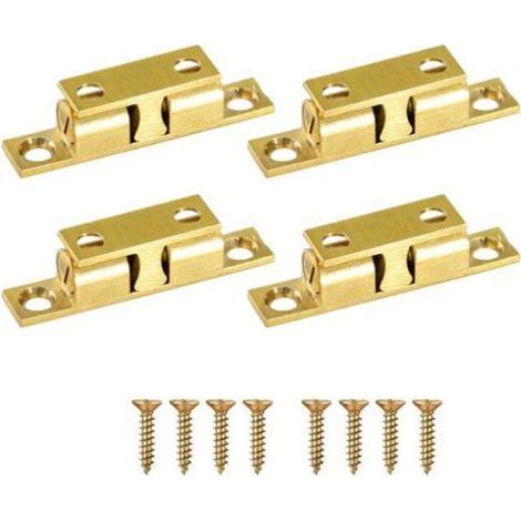 Furniture Catch, Pack of 4 Cabinet Tension Latches for Cupboard Door, Spring Loaded Solid Brass Furniture Hardware (50mm)-RAPANDA (1/4)