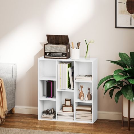 Étagère à livres, étagère autoportante à 8 niveaux, étagère de rangement, étagère de cuisine pour salon, chambre, bureau, blanche (1/4)