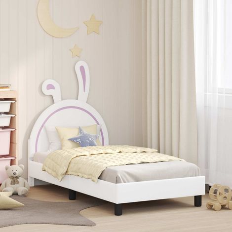 Cadre de lit pour enfants avec tête de lit-Structure de lit Blanc 80 x 160 cm PU (1/5)
