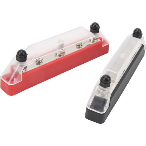 paire de barres omnibus 150 A, bloc de distribution d'alimentation DC12V à 48V, bornier à 3 goujons M6 pour voiture, bateau, caravane, camping-car, avec 10 bornes (1/5)