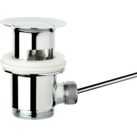 Schläfer 40510010  Piletta Universale con Tappo Saltarello in Metallo Pesante per Scarico Lavabo Bagno e Bidet, Attacco 1"1/4 con Troppopieno. Finitura Cromo Lucida (1/5)