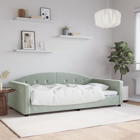 Sofá cama de tela gris claro 100x190 cm
