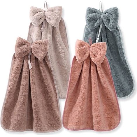 Mikrofaserhandtücher – Superweich und saugfähig – Hellgrau, Korallenrosa, Hellbraun, Beige – 4er-Pack – Geeignet für Küche und Bad (1/5)
