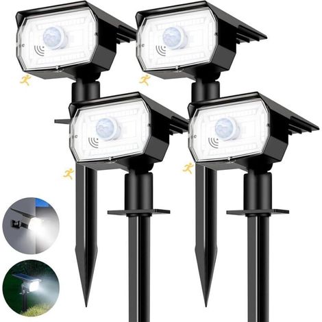 Lampe Solaire Exterieur Detecteur de Mouvement Lot de 4 - Spot Solaire Extérieur Puissant 56 LED/3 Modes avec Étanche, Réglable LED Lumiere Solaire Exterieur pour Jardin Chemins(Blanc Froid) (1/5)