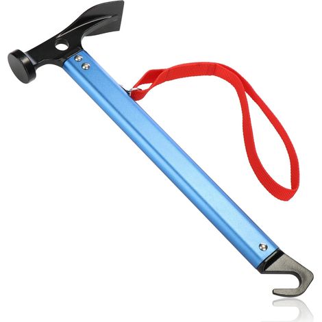 marteau en aluminium avec boucle - marteau de camping avec extracteur de piquet - marteau de tente avec dragonne - marteau à piquet accessoires (Marteau de tente en aluminium - 1 pièce) (1/5)
