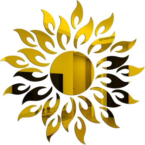 MINKUROW 3D girasol acrílico espejo pegatinas redondas decoración de pared para habitación de niños DIY decoración de pared para sala de estar dormitorio decoración de granja (oro) (1/5)