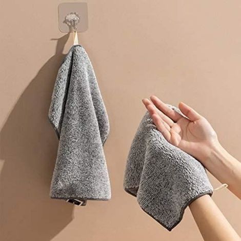 Chiffon bambou,Torchon de cuisine absorbant en charbon de bambou,chiffon de nettoyage en microfibre,antiadhésif,ustensile,3PCS,Gris (1/4)