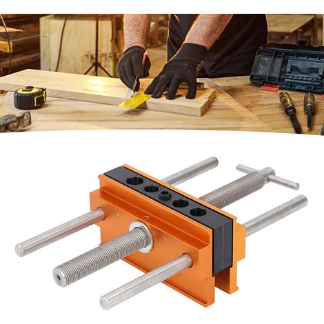 Verlängerte, selbstzentrierende Positionierklemme für gerade Löcher Bohrschablone für Holzbearbeitung Positionierklemme mit verstellbarer Breite und 6 Ringen geeignet für Holzstärken von 0,4 Zoll bis (1/5)