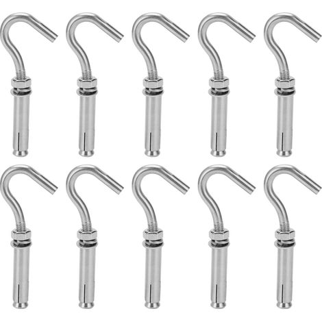 Lot de 10 crochets d'expansion en acier inoxydable 304, boulons M8 haute résistance pour murs en béton et briques.