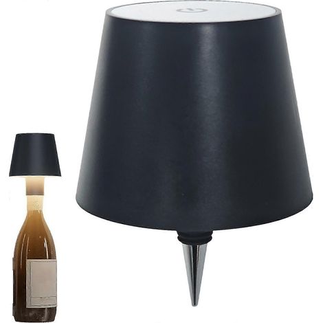 Lampe bouteille sans fil RGB/3 couleurs à intensité variable Pridola, lampe bouteille sans fil rechargeable avec mode respiration, lampe de table sans contact Noir [NX] (1/5)