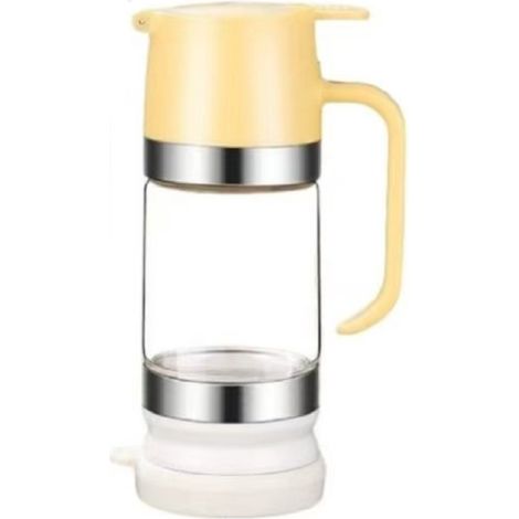 Distributeur de miel - Distributeur pour miel - 300 ml - Bouteille de miel - 19.510 cm - Distributeur de miel Sirop - Pot à miel avec poignée - Distributeur de sirop pour café ou thé - jaune - Verre (1/4)