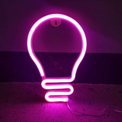 MINKUROW LED Neon Glühbirne Form Neonlicht Zeichen USB/Batteriebetriebenes Neon Nachtlicht Bunte LED Neon Wandlampe Dekoration für Home Bar Hochzeit Weihnachtsfeier