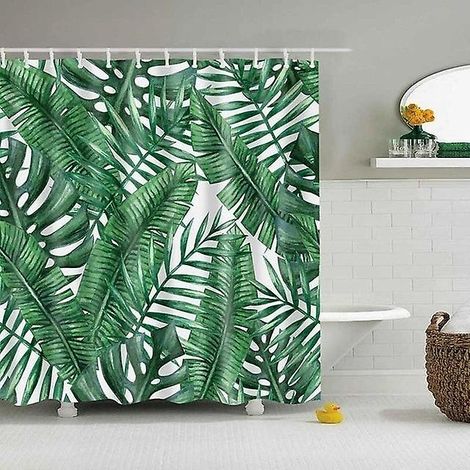 Rideau de douche 90x180 cm imperméable motif feuilles (1/5)