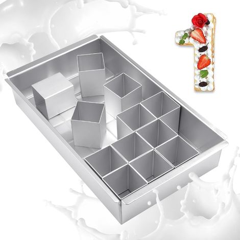 Molde para pasteles con forma de números, de aluminio, ajustable, antiadherente, con números y letras, incluye guantes, ideal para proyectos de bricolaje y fiestas de cumpleaños. (1/5)