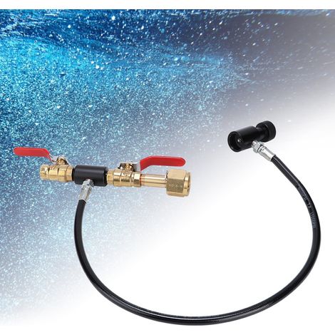 Ortviai Adaptateur de Recharge CO2 pour Bouteille avec Tuyau de 91 cm – Filetage Européen W21.8-14, Acier Inoxydable (1/4)